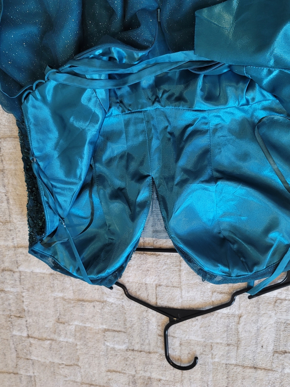 NWOT Teal Sequin Tulle Short Party Prom Cocktail Dress Glitter Size 16 - Picture 12 of 12
